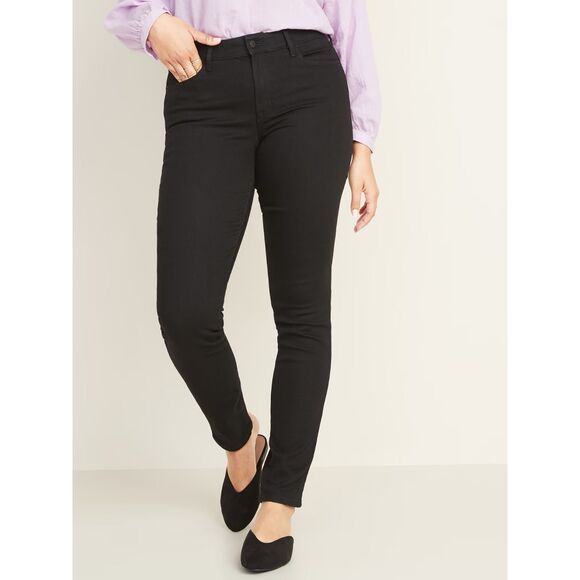 Old Navy Mid-Rise Pop Icon Black-Wash Skinny Jeans, Black Jack, 12 P Petite, NEW - Picture 1 of 8